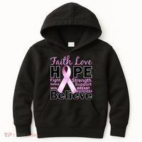 Faith Hope Breast Cancer Awareness Kids Hoodie thumb 0