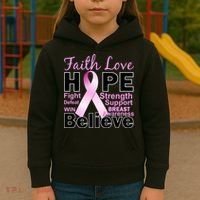 Faith Hope Breast Cancer Awareness Kids Hoodie thumb 3