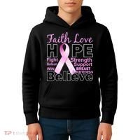 Faith Hope Breast Cancer Awareness Kids Hoodie thumb 4