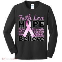 Faith Hope Breast Cancer Awareness Kids Long Sleeve Shirt thumb 0