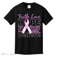 Faith Hope Breast Cancer Awareness Kids T-Shirt thumb 0