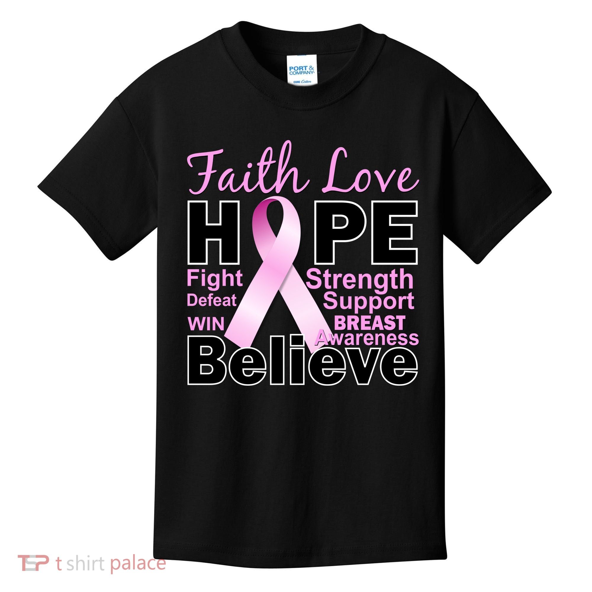 Faith Hope Breast Cancer Awareness Kids T-Shirt