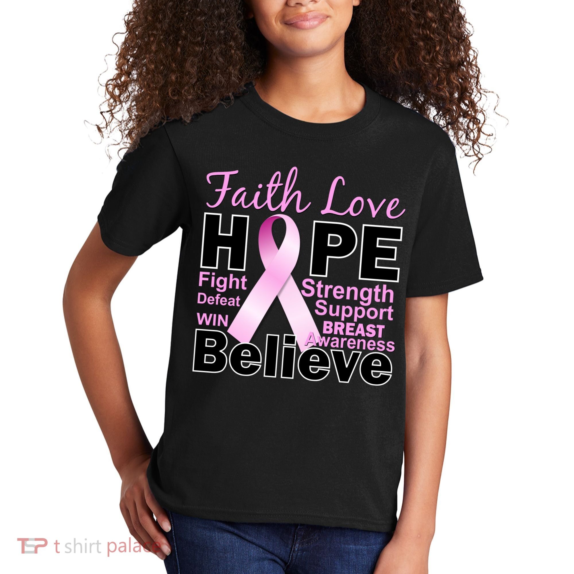 Faith Hope Breast Cancer Awareness Kids T-Shirt
