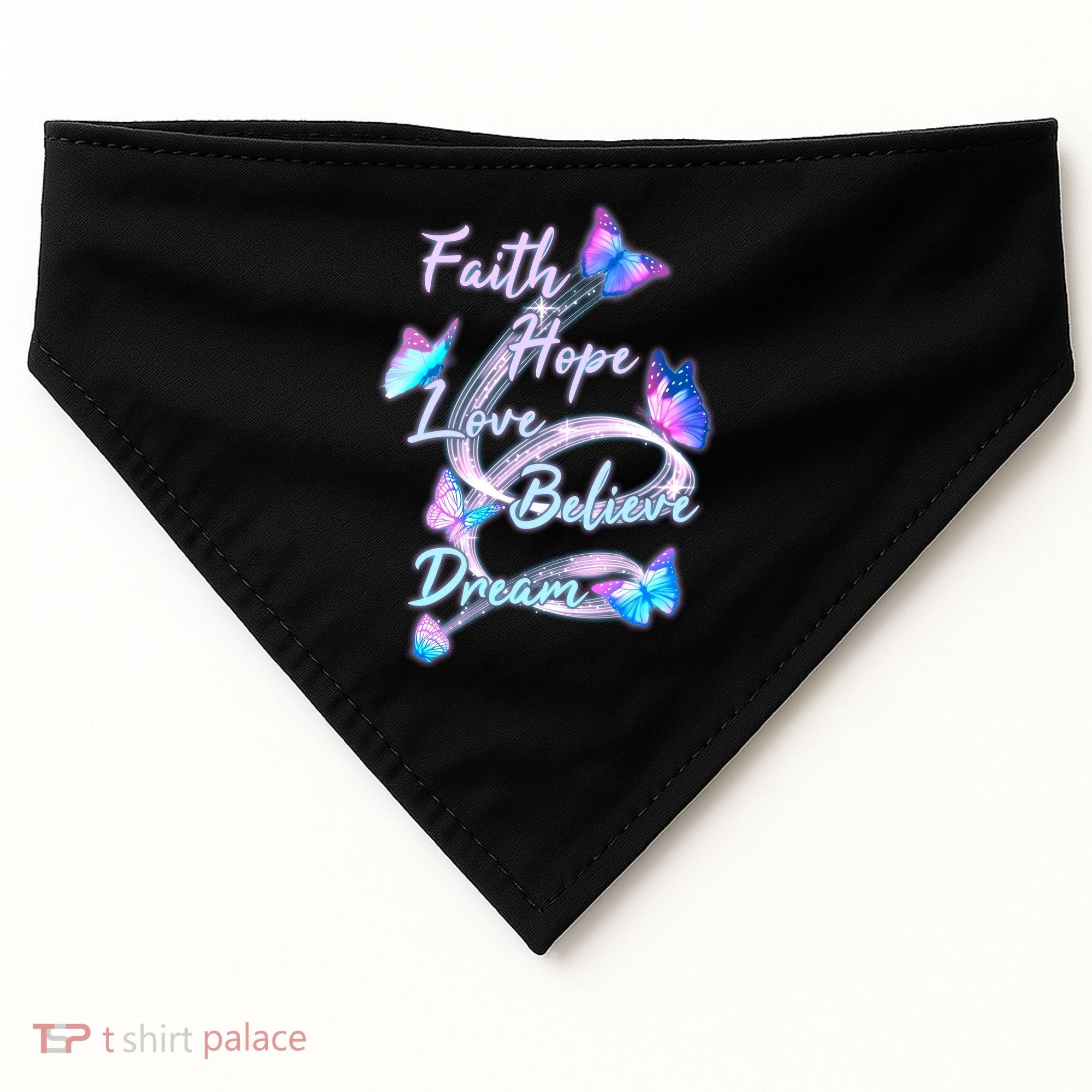 Faith Hope Love Believe Dream - Butterflies USA-Made Doggie Bandana