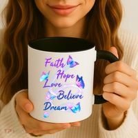 Faith Hope Love Believe Dream - Butterflies Coffee Mug thumb 3