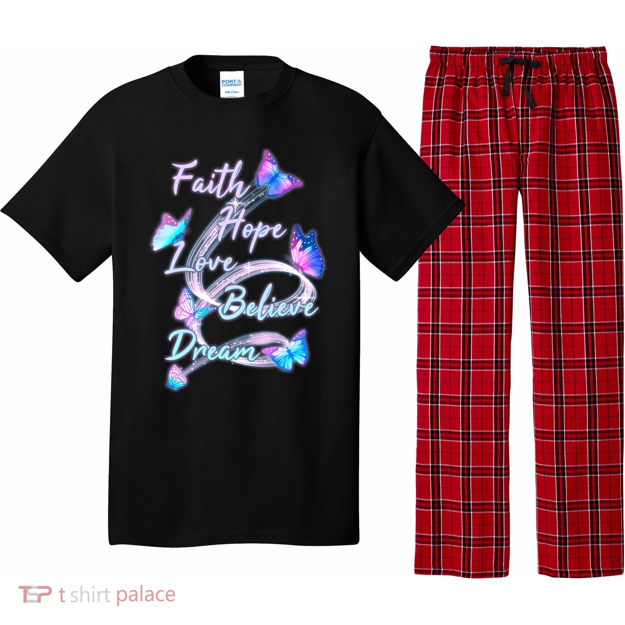 Faith Hope Love Believe Dream - Butterflies Pajama Set