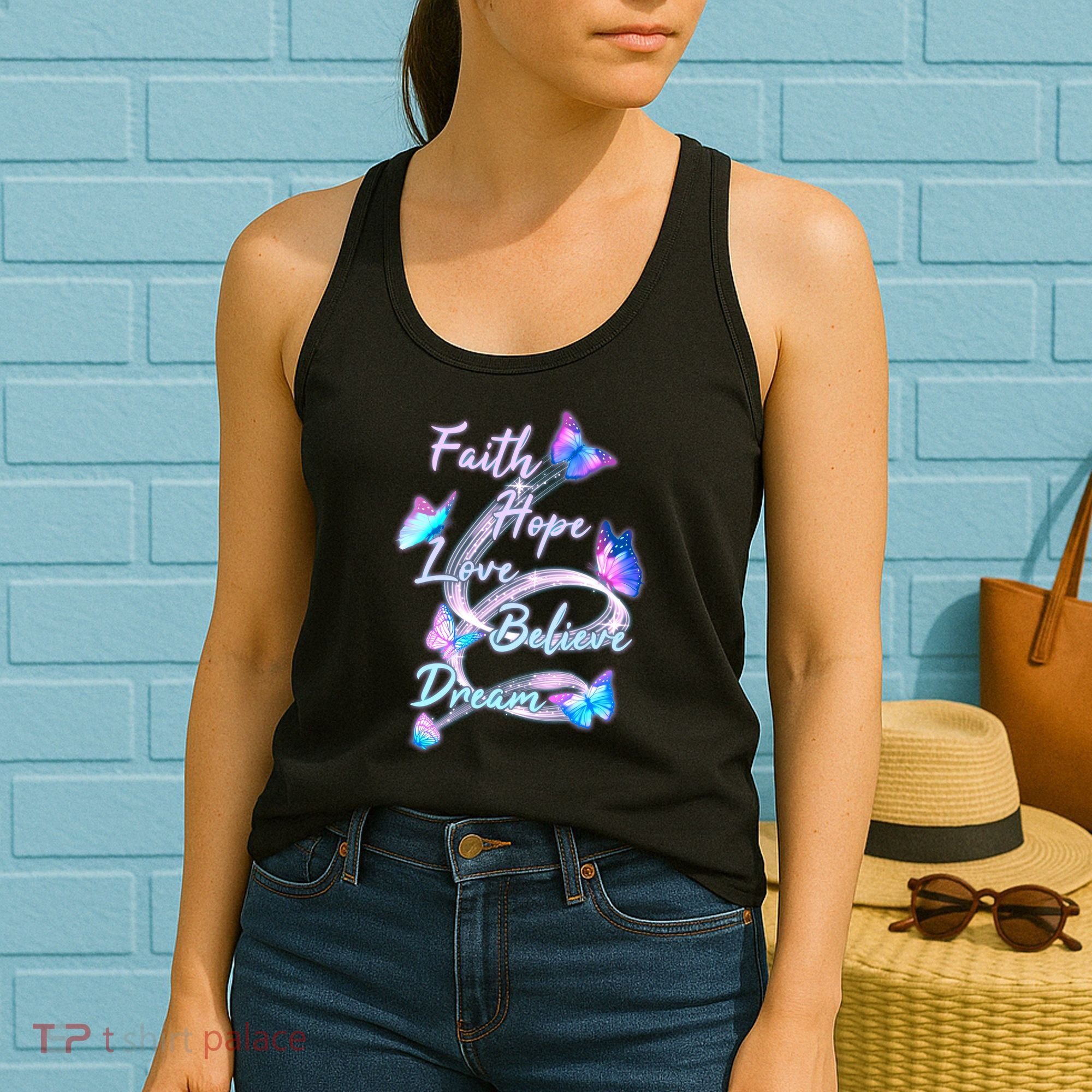 Faith Hope Love Believe Dream - Butterflies Women's Tank Top