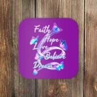 Faith Hope Love Believe Dream - Butterflies Coaster thumb 0