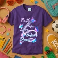 Faith Hope Love Believe Dream - Butterflies Kids T-Shirt thumb 3