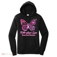 Faith Hope Love Breast Cancer Awareness Butterflies Women's Hoodie thumb 0