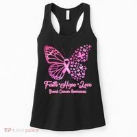 Faith Hope Love Breast Cancer Awareness Butterflies Women's Tank Top thumb 0