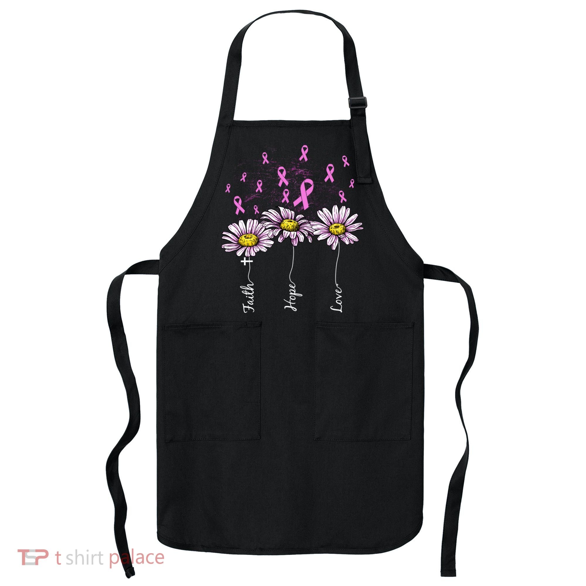 Faith Hope Love Breast Cancer Awareness Floral Apron