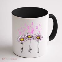 Faith Hope Love Breast Cancer Awareness Floral Coffee Mug thumb 1
