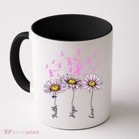 Faith Hope Love Breast Cancer Awareness Floral Coffee Mug thumb 0