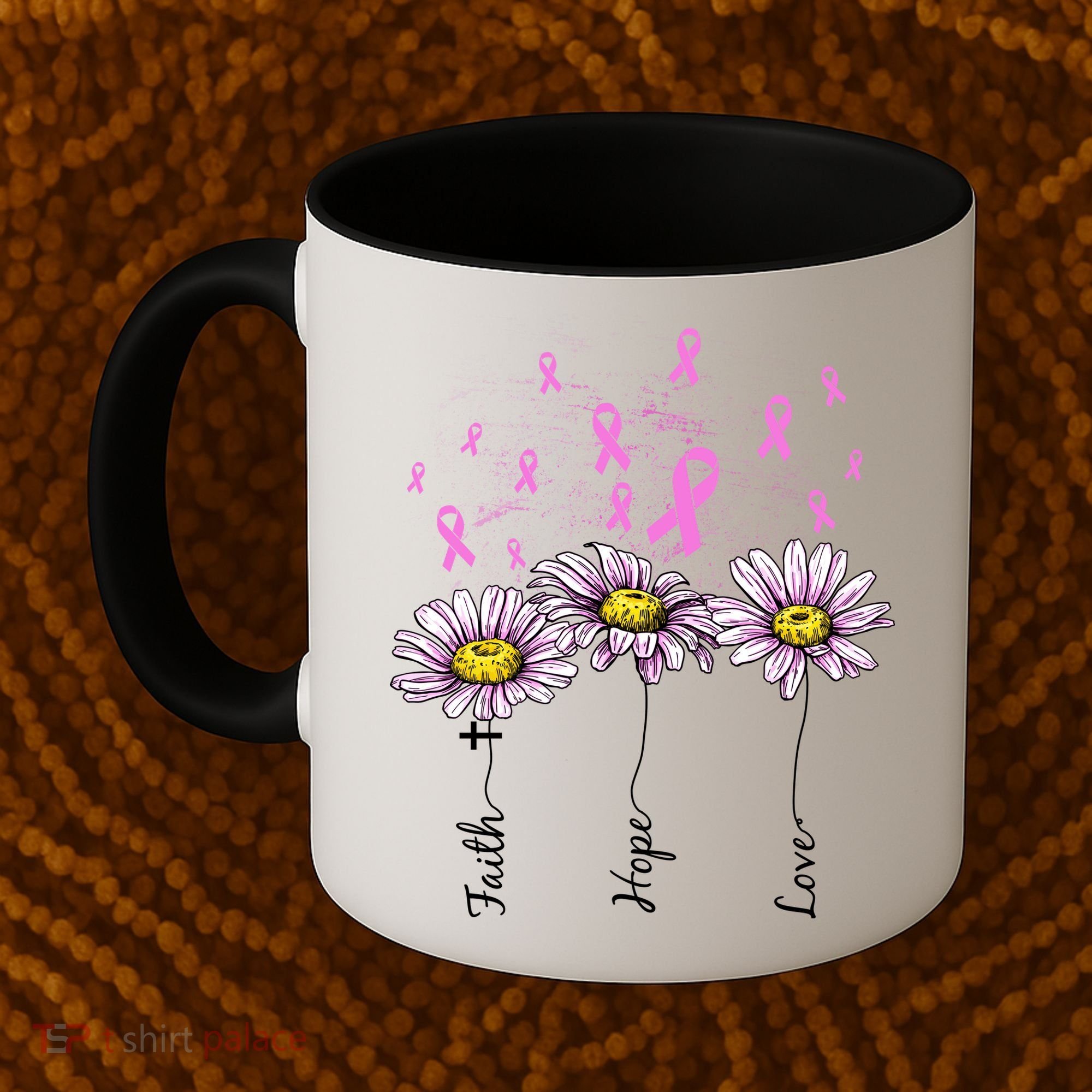 Faith Hope Love Breast Cancer Awareness Floral Coffee Mug