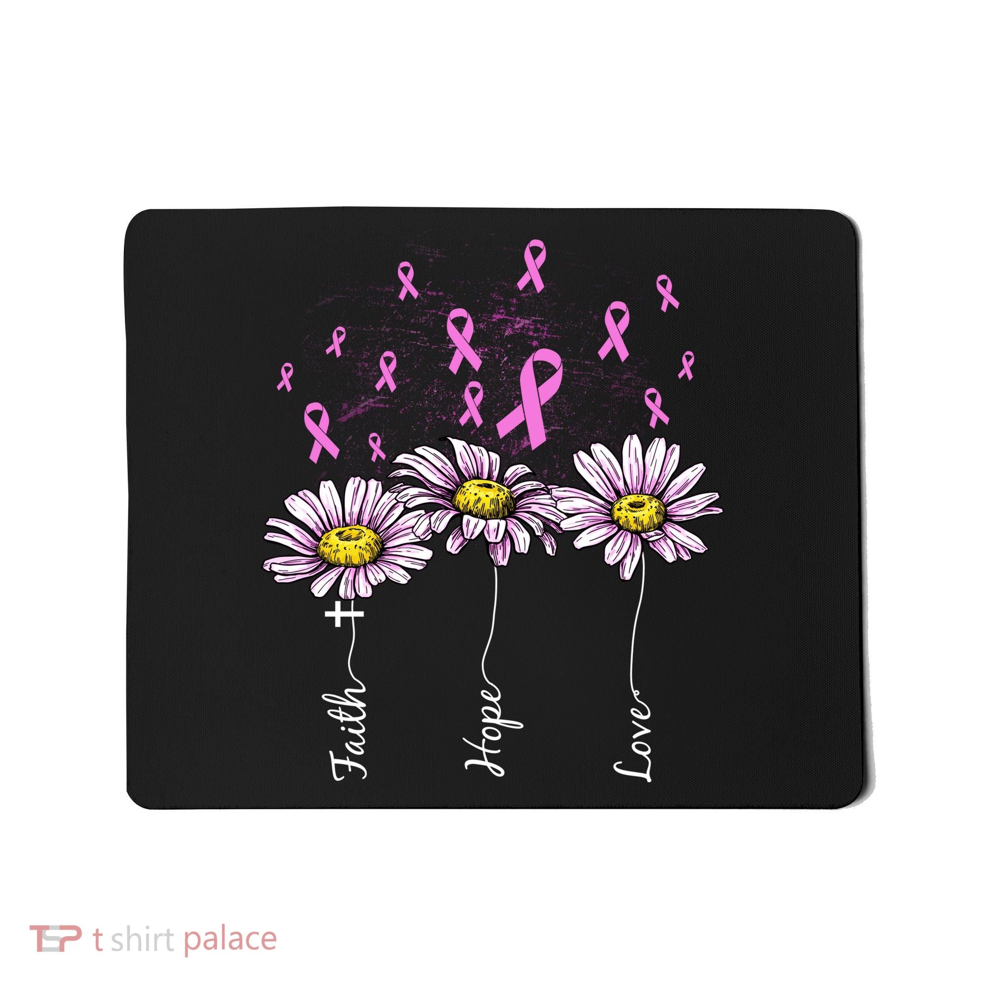 Faith Hope Love Breast Cancer Awareness Floral Mousepad