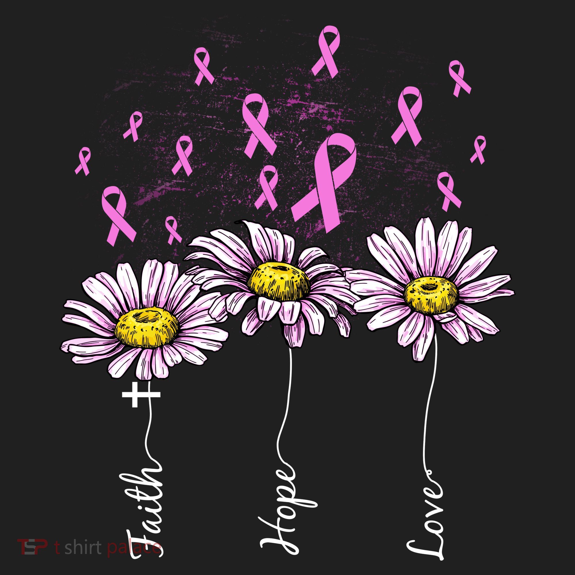 Faith Hope Love Breast Cancer Awareness Floral Hat