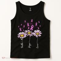 Faith Hope Love Breast Cancer Awareness Floral Tank Top thumb 2