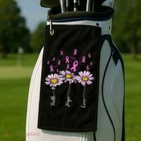 Faith Hope Love Breast Cancer Awareness Floral Golf Towel thumb 2