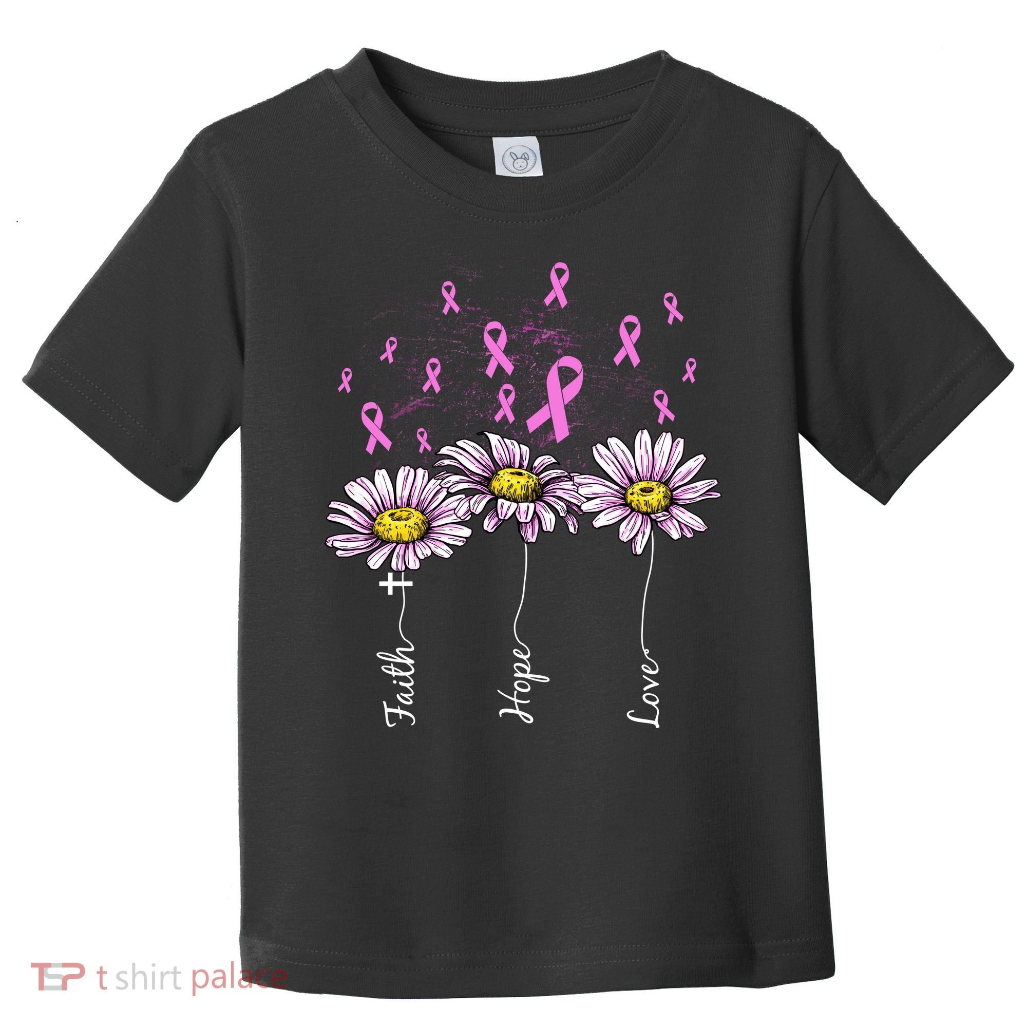Faith Hope Love Breast Cancer Awareness Floral Toddler T-Shirt