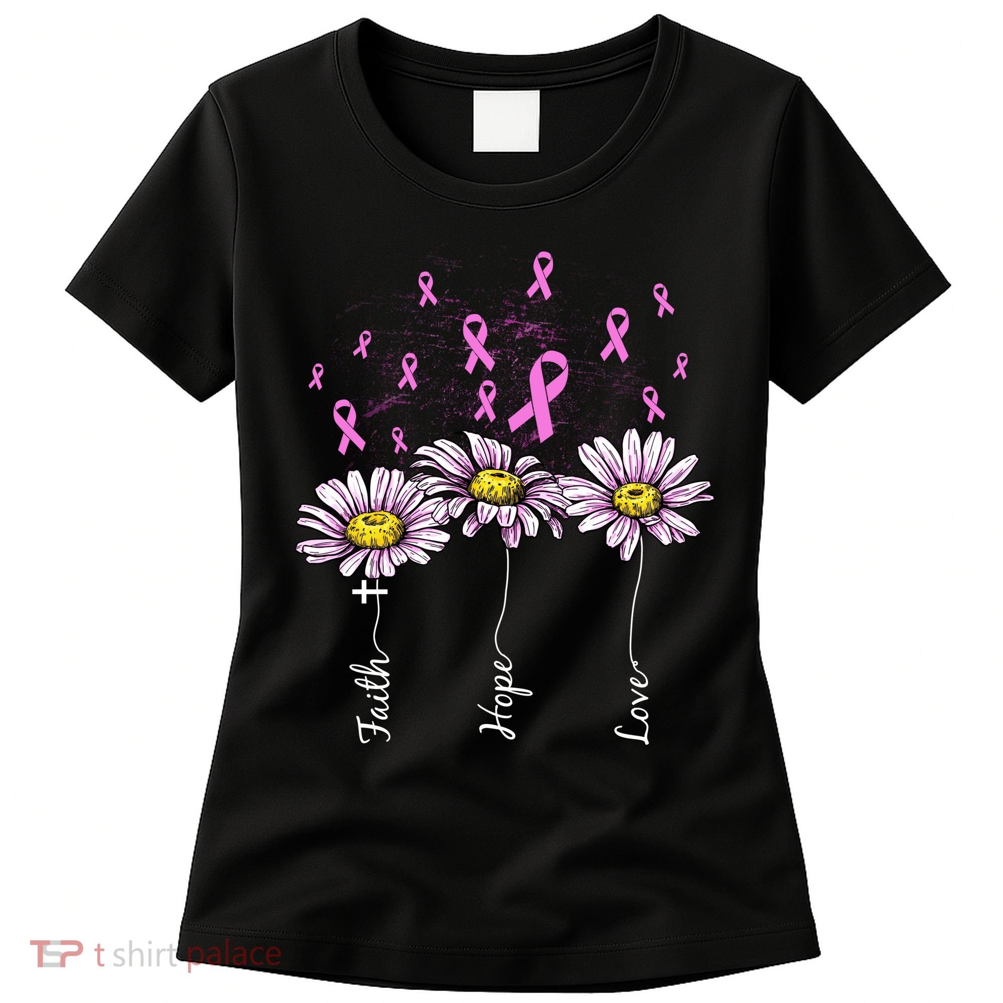 Faith Hope Love Breast Cancer Awareness Floral Women's T-Shirt
