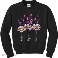 Faith Hope Love Breast Cancer Awareness Floral Kids Sweatshirt thumb 0