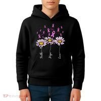 Faith Hope Love Breast Cancer Awareness Floral Kids Hoodie thumb 4