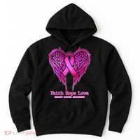 Faith Hope Love Breast Cancer Awareness Galaxy Wings Hoodie thumb 0