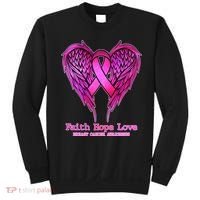 Faith Hope Love Breast Cancer Awareness Galaxy Wings Sweatshirt thumb 0