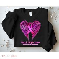 Faith Hope Love Breast Cancer Awareness Galaxy Wings Sweatshirt thumb 2