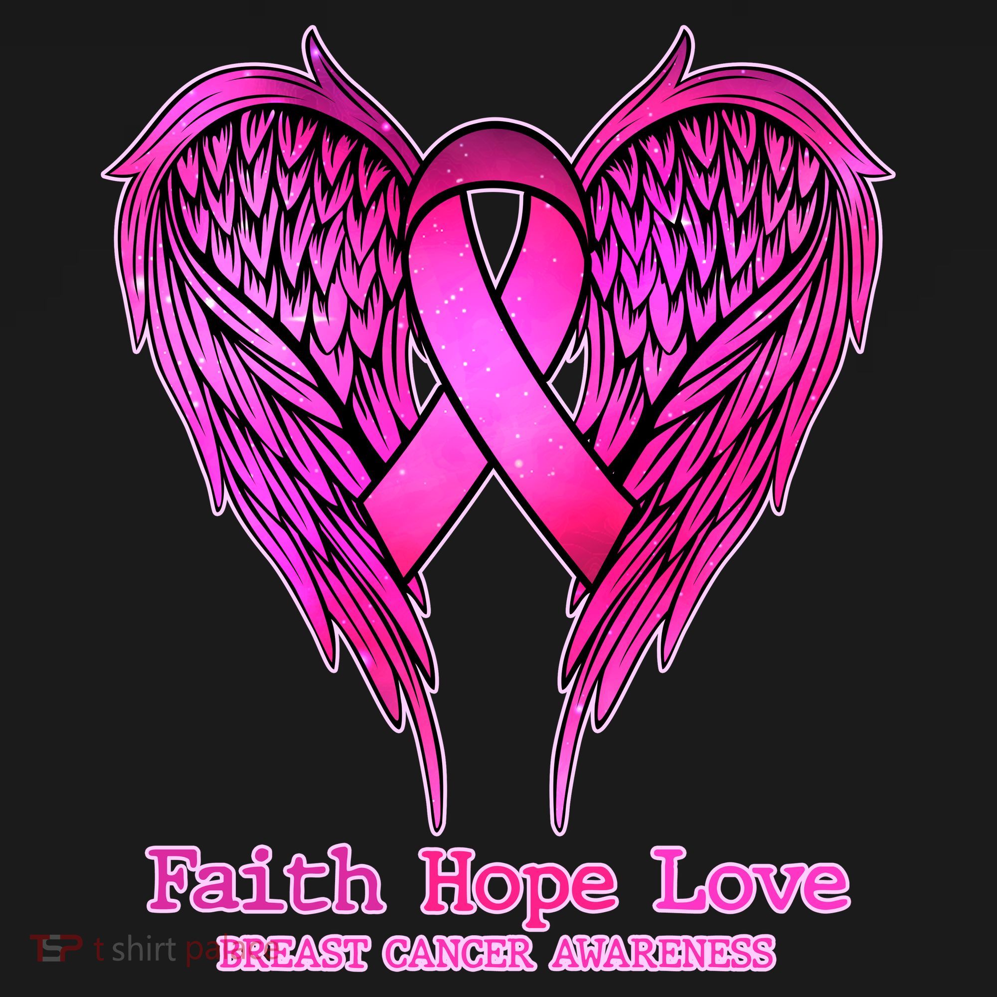 Faith Hope Love Breast Cancer Awareness Galaxy Wings Sweatshirt