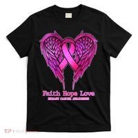 Faith Hope Love Breast Cancer Awareness Galaxy Wings T-Shirt thumb 0