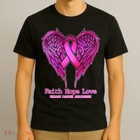 Faith Hope Love Breast Cancer Awareness Galaxy Wings T-Shirt thumb 3