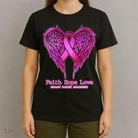 Faith Hope Love Breast Cancer Awareness Galaxy Wings T-Shirt thumb 4
