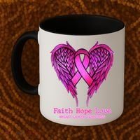 Faith Hope Love Breast Cancer Awareness Galaxy Wings Coffee Mug thumb 2