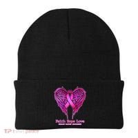 Faith Hope Love Breast Cancer Awareness Galaxy Wings Beanie thumb 0