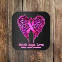Faith Hope Love Breast Cancer Awareness Galaxy Wings Coaster thumb 0