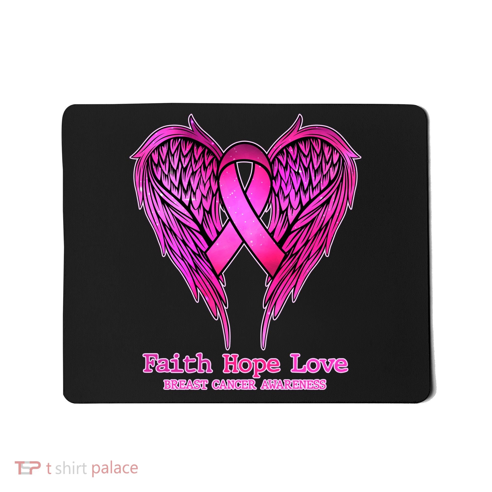 Faith Hope Love Breast Cancer Awareness Galaxy Wings Mousepad