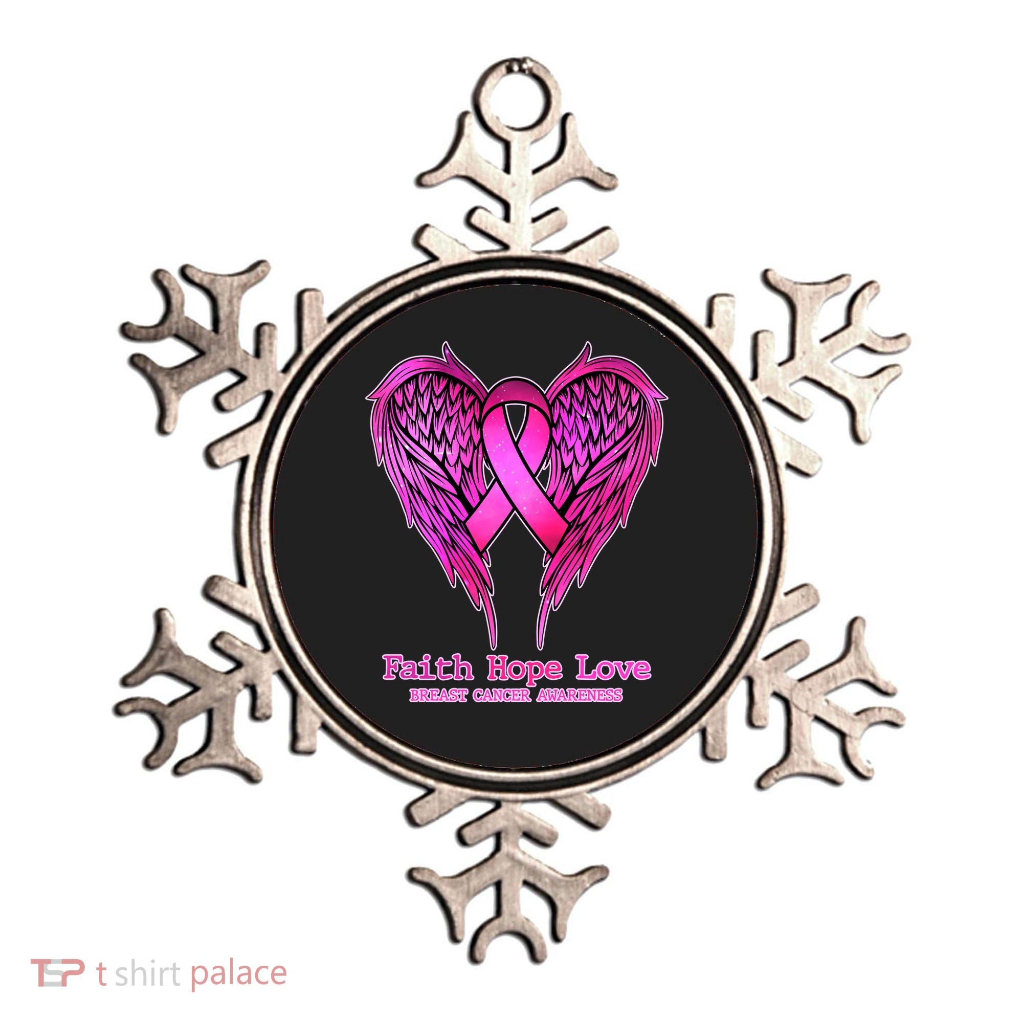 Faith Hope Love Breast Cancer Awareness Galaxy Wings Ornament
