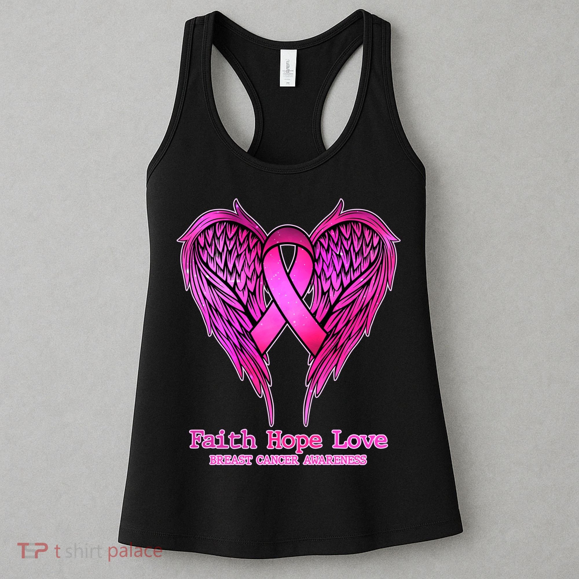 Faith Hope Love Breast Cancer Awareness Galaxy Wings Women's Tank Top