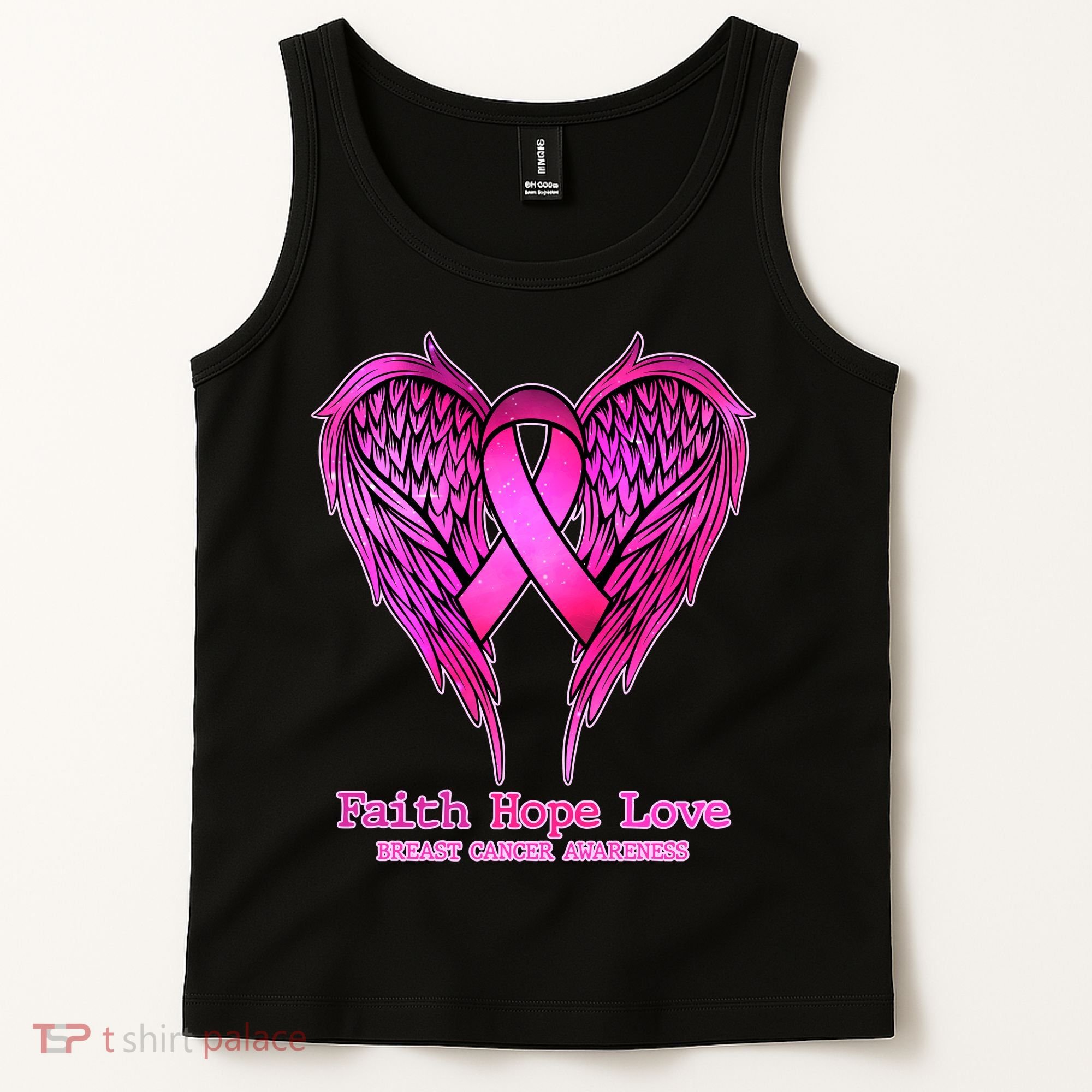 Faith Hope Love Breast Cancer Awareness Galaxy Wings Tank Top