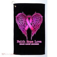 Faith Hope Love Breast Cancer Awareness Galaxy Wings Golf Towel thumb 0