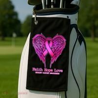 Faith Hope Love Breast Cancer Awareness Galaxy Wings Golf Towel thumb 2