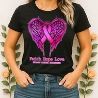 Faith Hope Love Breast Cancer Awareness Galaxy Wings Women's T-Shirt thumb 2