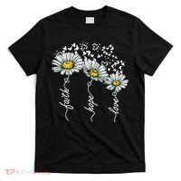 Faith Hope Love Butterflies Daisies Religious T-Shirt thumb 0