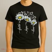 Faith Hope Love Butterflies Daisies Religious T-Shirt thumb 3