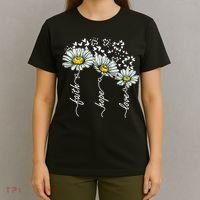 Faith Hope Love Butterflies Daisies Religious T-Shirt thumb 4