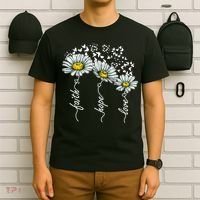 Faith Hope Love Butterflies Daisies Religious T-Shirt thumb 6