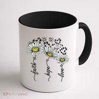 Faith Hope Love Butterflies Daisies Religious Coffee Mug thumb 1