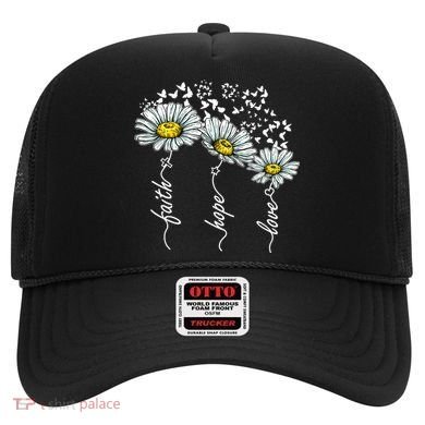 Faith Hope Love Butterflies Daisies Religious Hat